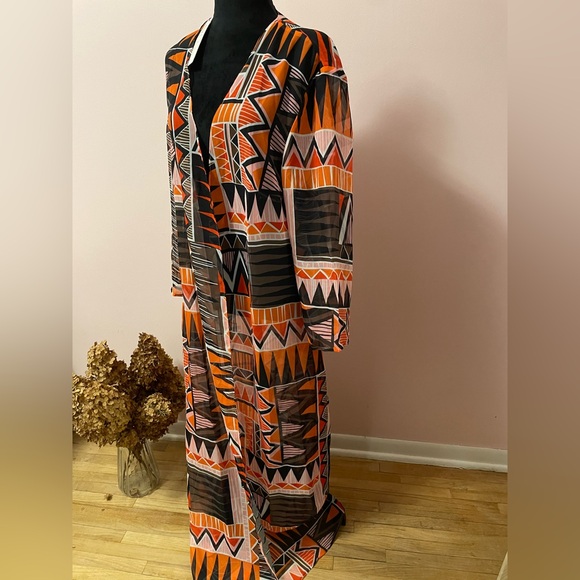 Monif C. Aztec Orange Swim Coverup. - Picture 4 of 7
